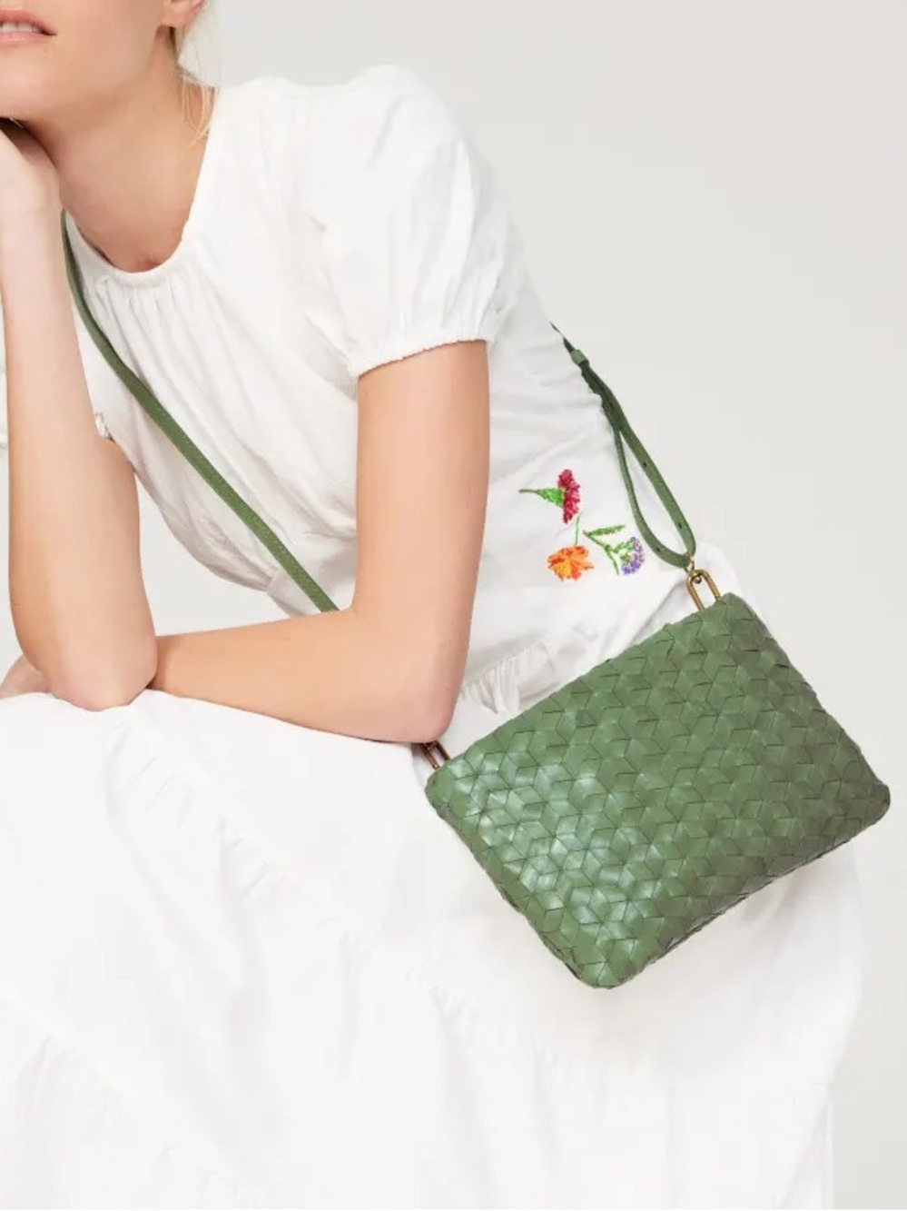 Madewell Green Puffy Woven Crossbody Bag